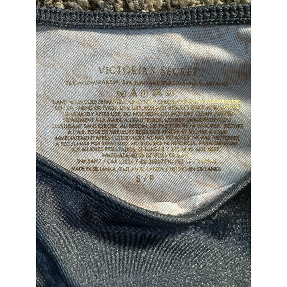 y2k Victorias Secret Swim Cheeky Bottom Gold Ring Smoke Grey Small - Picture 4 of 8